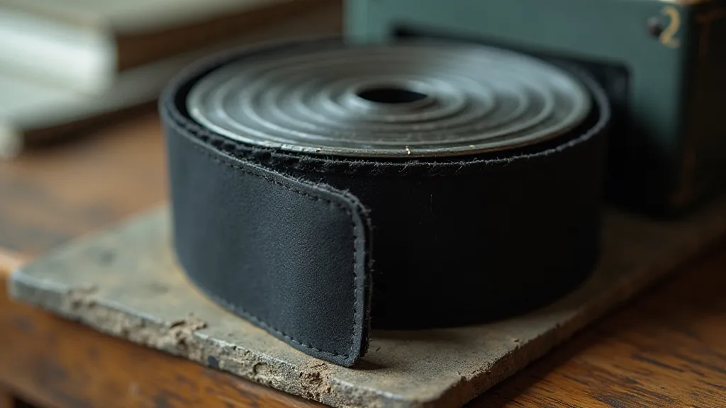 Vintage black typewriter ribbon close-up