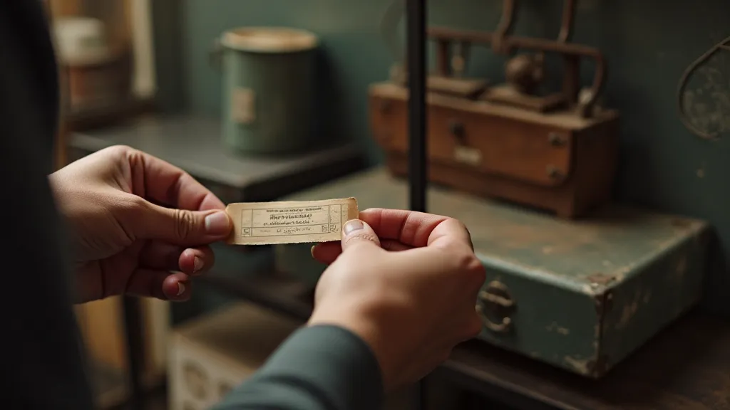 Collector gently handling an antique typewriter ribbon.