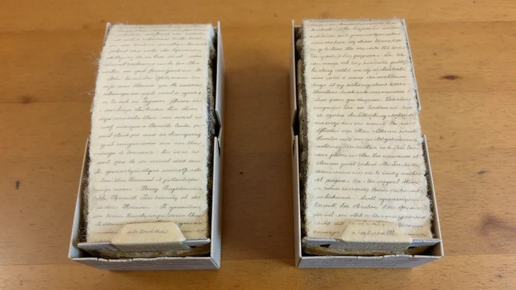 Comparison of cotton and nylon typewriter ribbon textures.