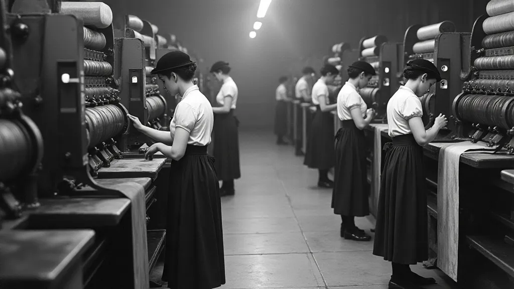 Early 20th-century ribbon factory workers