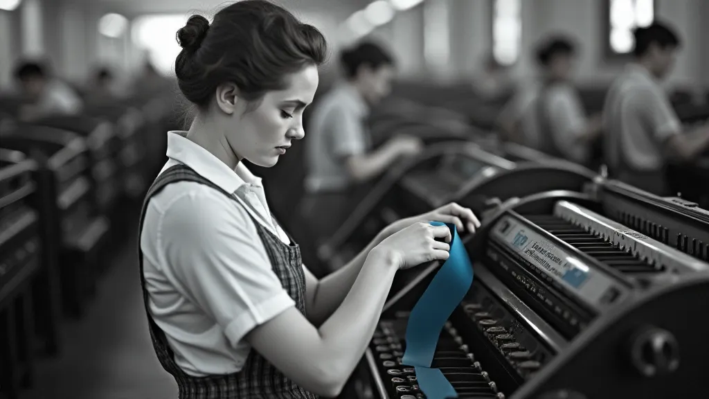 Vintage ribbon factory worker
