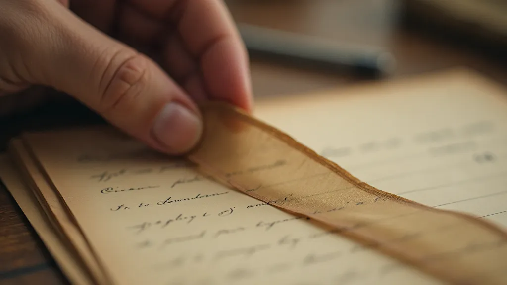 Antique typewriter ribbon held in a hand