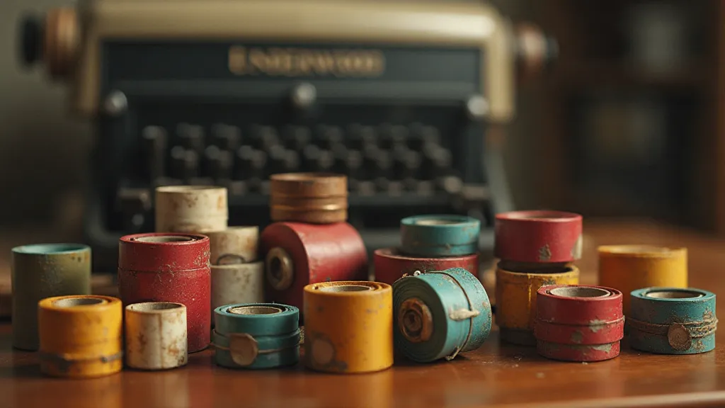Still life of vintage typewriter ribbons