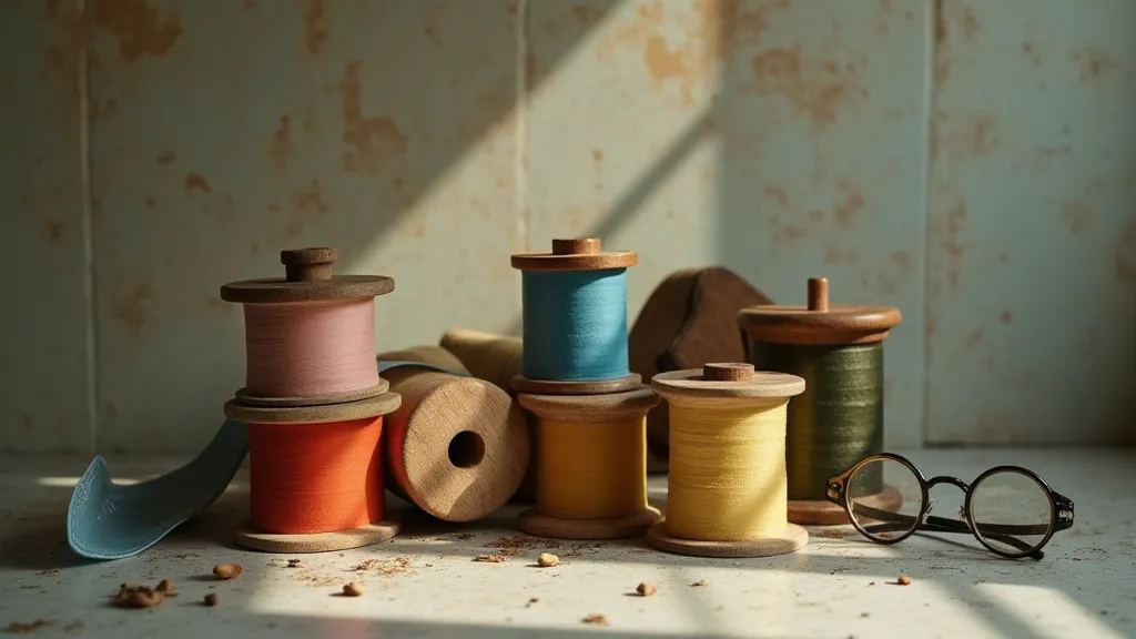 Vintage typewriter ribbons still life