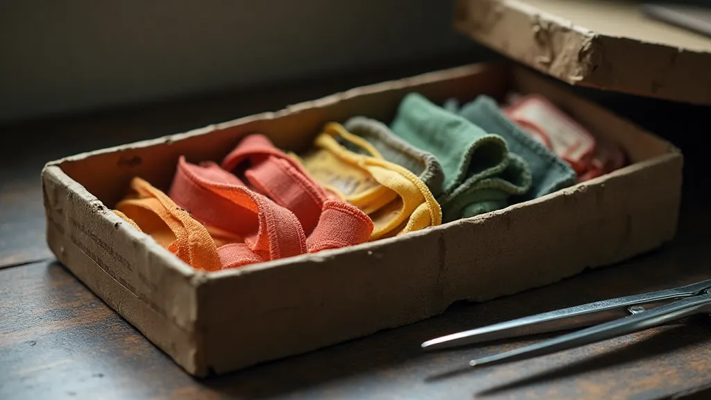 Antique typewriter ribbons in archival storage