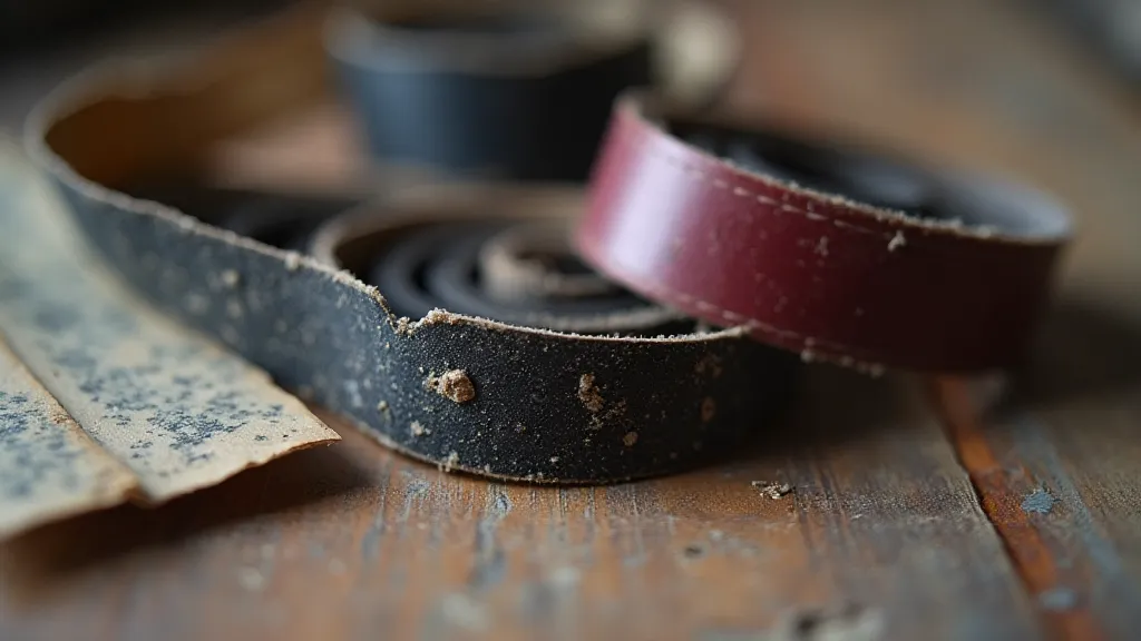Antique typewriter ribbons on a wooden surface