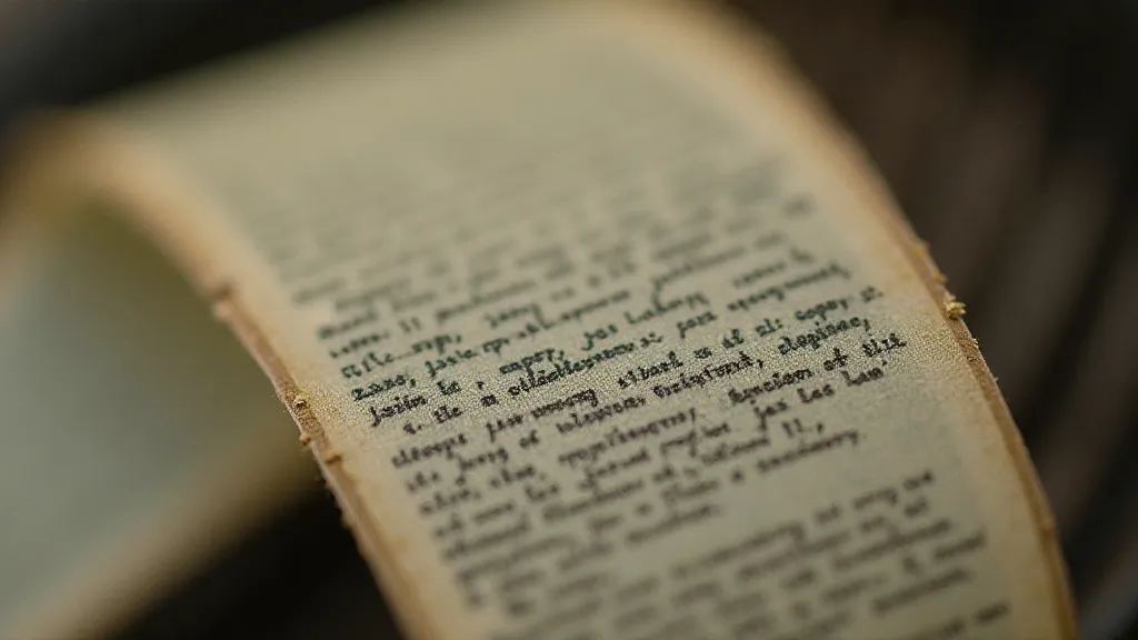 Close-up of a vintage typewriter ribbon showing faded ink.